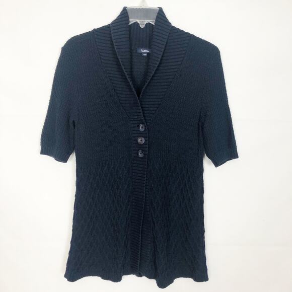 Reitmans Button Front Chunky Knit Short Sleeve Cardigan Size M - Picture 1 of 10